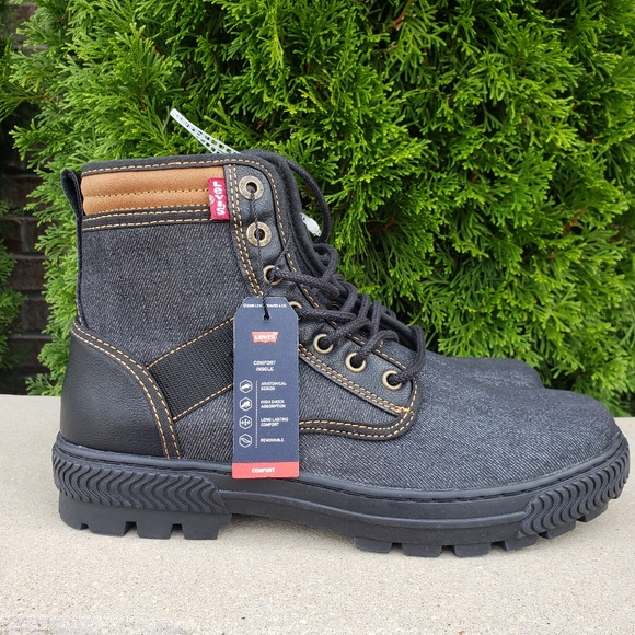 NWT LEVI'S Lace-up High-top Denim/Leather Boots 9 - Picture 6 of 9